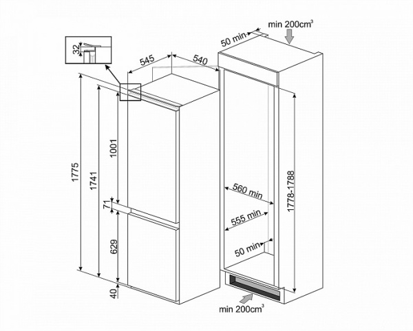 Холодильник SMEG C8175TNE купить с доставкой по Москве и Московской области в интернет-магазине ТехноВегас