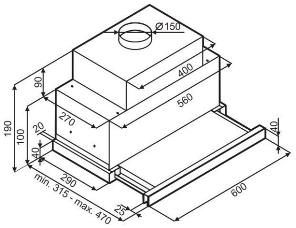 Встраиваемая вытяжка Maunfeld Galaxy 60 черный