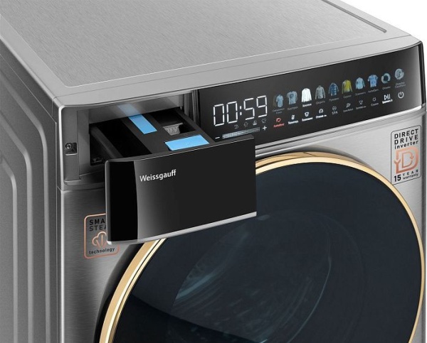 Стиральная машина WEISSGAUFF WMD 58411 Direct Drive Inverter Premium Steam Steel купить с доставкой по Москве и Московской области в интернет-магазине ТехноВегас