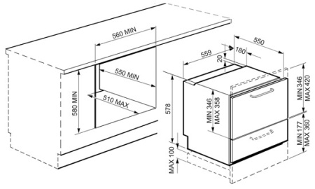 Посудомоечная машина SMEG stc75 купить с доставкой по Москве и Московской области в интернет-магазине ТехноВегас