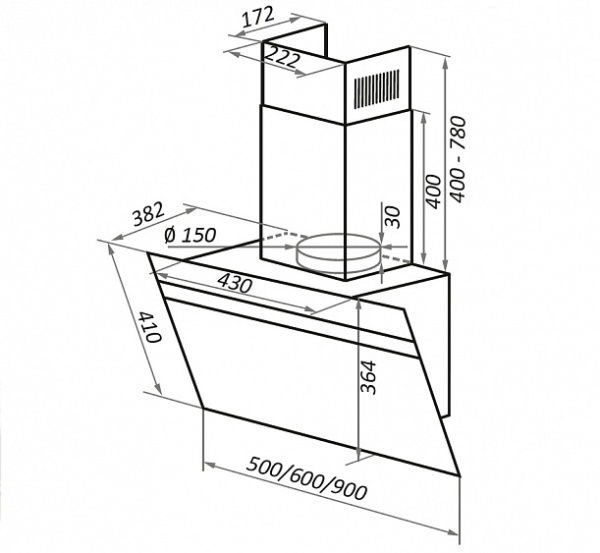 Вытяжка MAUNFELD MEDWAY 60 черный/сатин