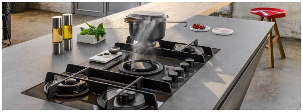 Газовая варочная панель со встроенной вытяжкой Elica NIKOLATESLA FLAME BL/F/88 купить с доставкой по Москве и Московской области в интернет-магазине ТехноВегас