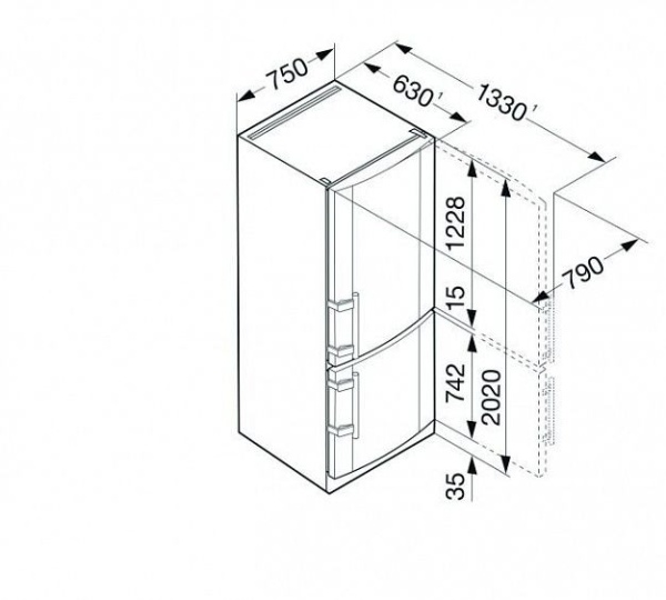 Холодильник LIEBHERR cbnesf 5133 купить с доставкой по Москве и Московской области в интернет-магазине ТехноВегас