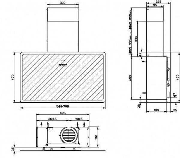 Вытяжка Faber GLAM FIT 80 BK