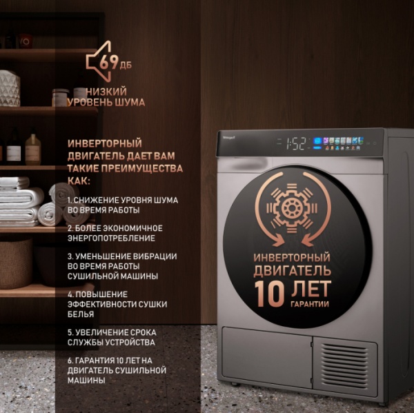 Сушильная машина WEISSGAUFF WD 998 Heat Pump Full Touch Silver купить с доставкой по Москве и Московской области в интернет-магазине ТехноВегас