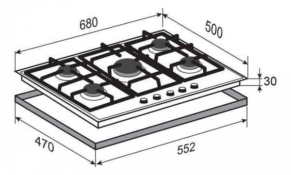 Встраиваемая газовая варочная панель Zigmund & Shtain G 12.7 B купить с доставкой по Москве и Московской области в интернет-магазине ТехноВегас