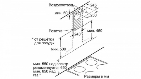 Каминная вытяжка Bosch DWB 67CM50 купить с доставкой по Москве и Московской области в интернет-магазине ТехноВегас