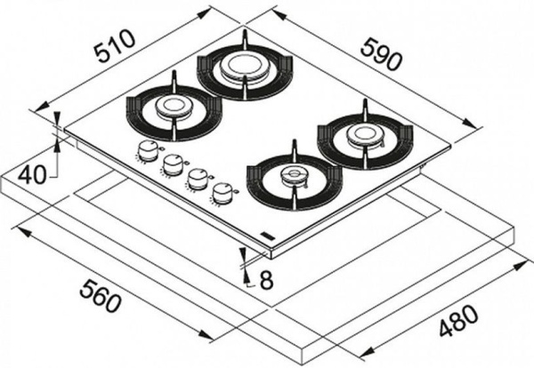 Газовая варочная поверхность FRANKE FHMF 604 4G C BK 43 (106.0541.748 ) купить с доставкой по Москве и Московской области в интернет-магазине ТехноВегас