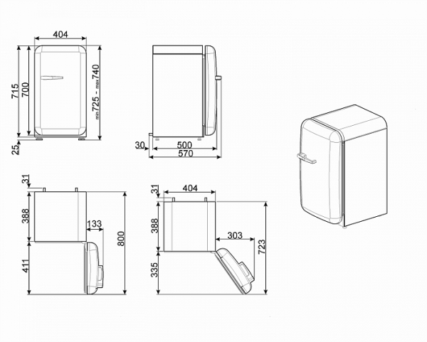Минибар SMEG FAB5RBL3