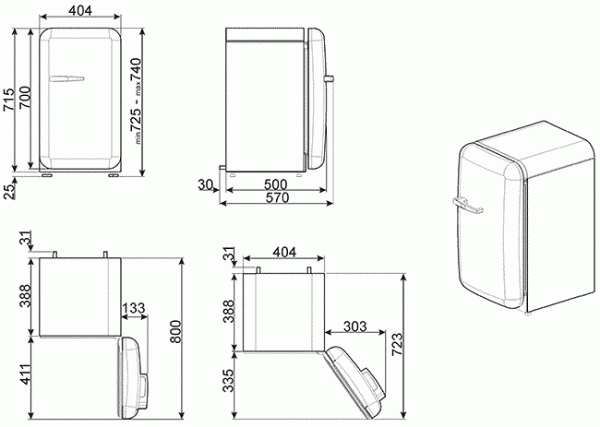 Минибар SMEG FAB5RWH3