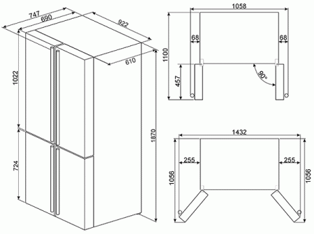Холодильник SMEG FQ960P купить с доставкой по Москве и Московской области в интернет-магазине ТехноВегас
