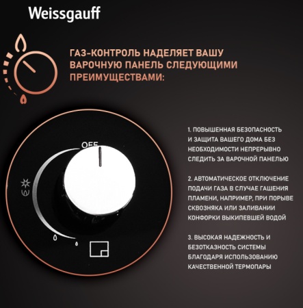 Газовая панель Weissgauff HGG 640 BG купить с доставкой по Москве и Московской области в интернет-магазине ТехноВегас
