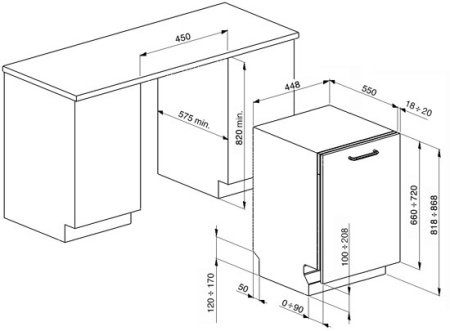 Посудомоечная машина SMEG sta4845 купить с доставкой по Москве и Московской области в интернет-магазине ТехноВегас